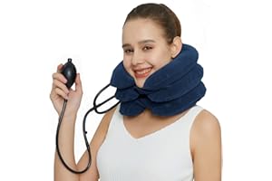 MEDIZED Cervical Neck Traction Device, Neck Stretcher for Neck Pain Relief, Adjustable Neck Support for Spine Alignment, USA Design Inflatable Neck Brace & Neck Decompression (Blue Velvet)