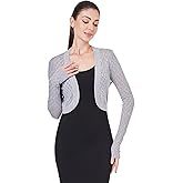 AmélieBoutik Women Open Front Bolero Shrug Long Sleeve Lightweight Knit Hollow Out Cropped Cardigan