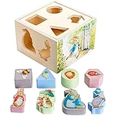 KIDS PREFERRED Beatrix Potter Peter Rabbit Wooden Shape Sorter for Toddlers, Includes 8 Pieces, Multicolor