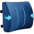 SAIREIDER Office Chair Lumbar Pillow, Memory Foam Back Support Pillows for Car、Gaming Chair、 Home Chair, Fatigue Relief Correct Posture, Double Adjustable Straps(Navy Blue)