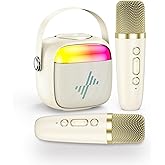 LENRUE Karaoke Machine for Kids, Birthday Gifts for Girls Boys with Wireless Microphone, Led Lights, Portable Bluetooth Speaker for Home, Family, Party (2MIC)