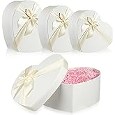 Zhanmai 3 Pcs Heart Shaped Gift Boxes Extra Large Pink White Valentine 3 Size Decorative Heart Boxes with Lid and Ribbon for Flower Arrangement Present Wrapping Mother's Day Wedding Anniversary(White)
