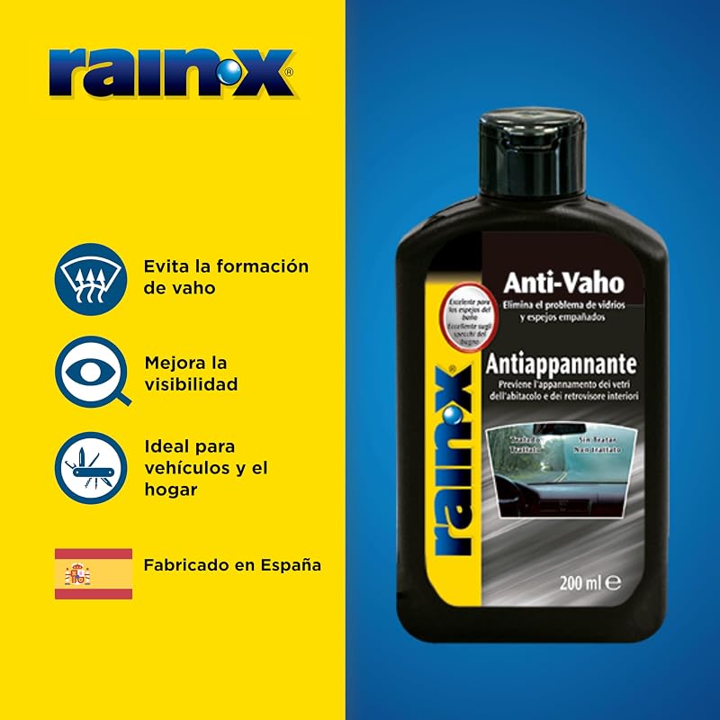Tratamento antiembaçante rain-x 26021, fabricado na espanha, pára-brisa do carro, luas, espelhos, óculos, óculos, 200ml