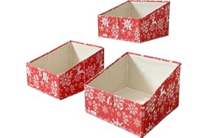 UNAMAX 3 Packs Closet Storage Bins - Trapezoid Large Storage Box - Foldable Fabric Baskets for Organizing Clothes - Baby Toiletry, Toys, Towel, DVD, Book (1# Red, 11.6 x 11.6 x 7.9 inches)