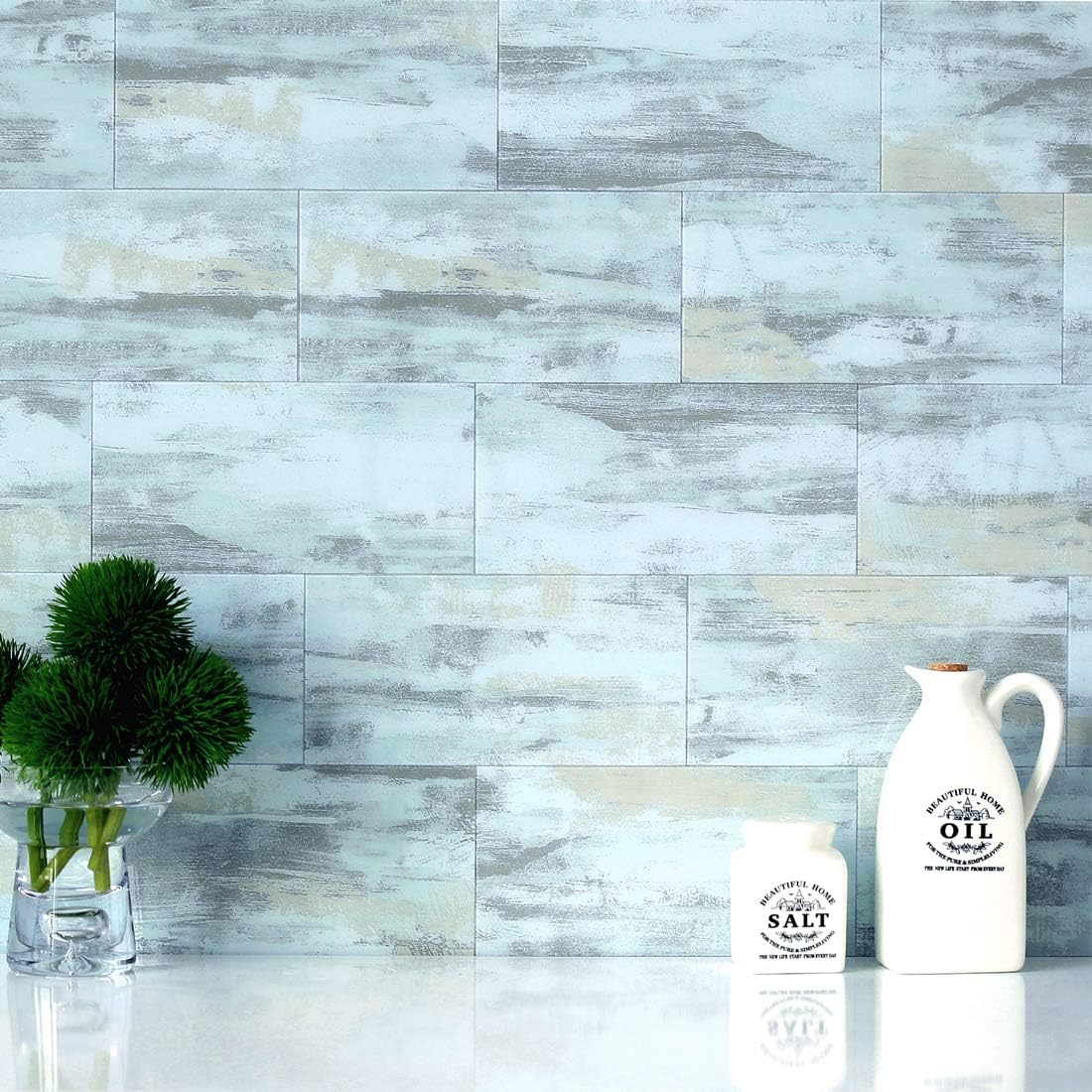 BeNice Stick on Subway Tiles for Kitchen Tile Stickers,Self Adhesive Bathroom Panels for Walls Waterproof Marble Tiles(23pcs,Blue) - Image 4