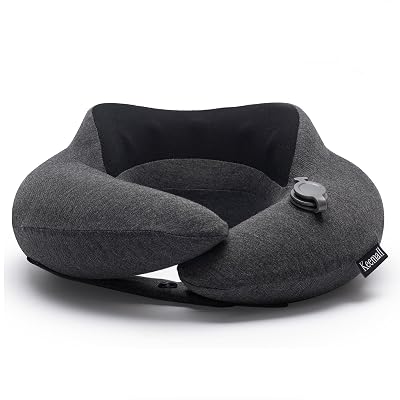 Keemall Inflatable Neck Pillow, Premium Travel Neck Pillow for Airplane Headrest Sleep - 3rd Generation, Double Comfort Plane Pillow for Long Flight