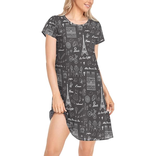 Fashion by Mirabeau Sleep Dress (Small, Black Dotty Dot) at Amazon Women's  Clothing store