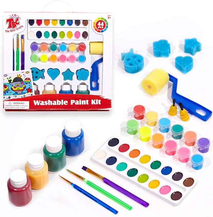 Washable Paint Set for Kids, Acrylic Paint Pots, Semimoist