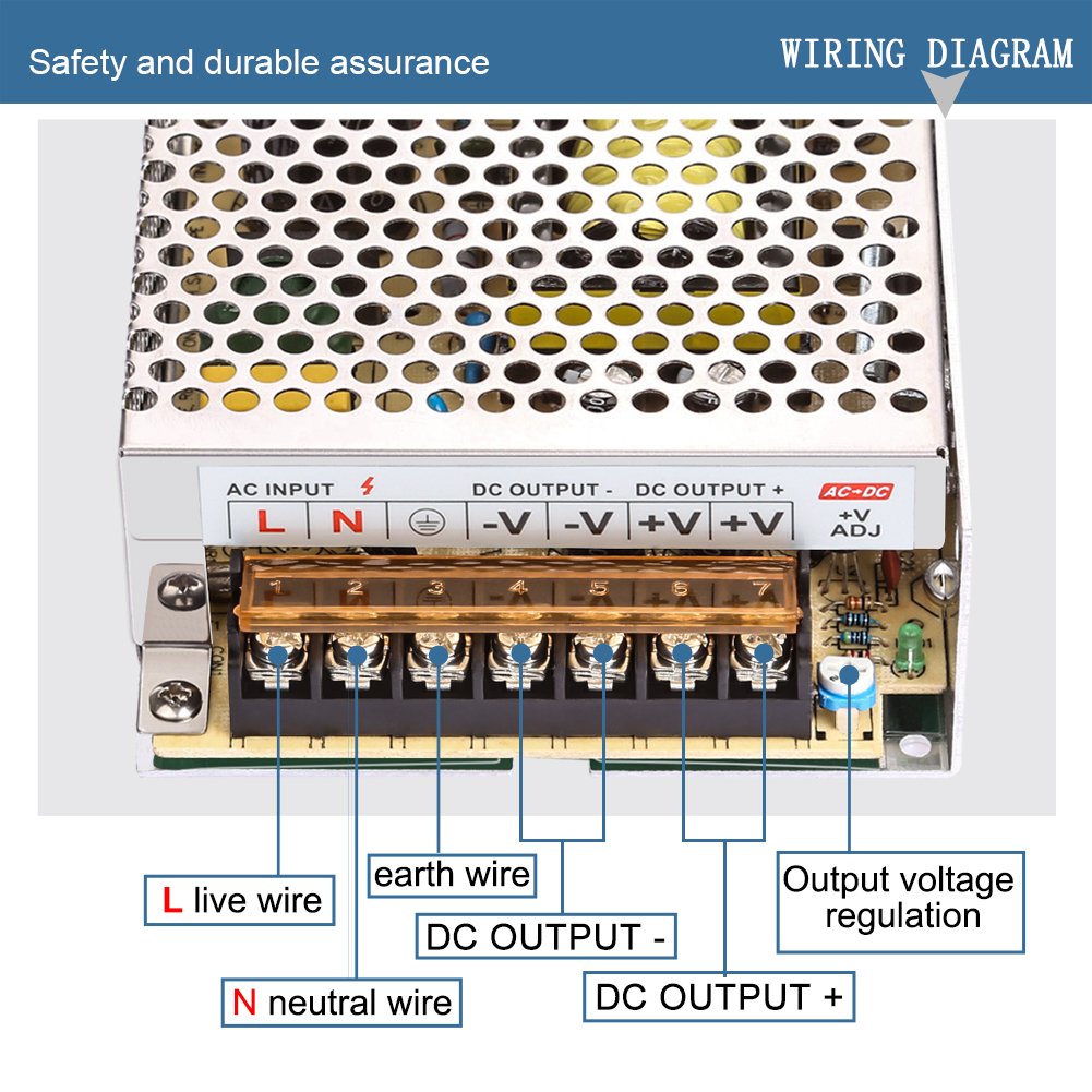 LEDMO Switching Converter, AC/DC Power Supply Adapter Transformer Driver for LED Strip Lights, AC 100V/240V to DC 12V 10A 120W LED Strip Light Power Supply Switching Mode Converter