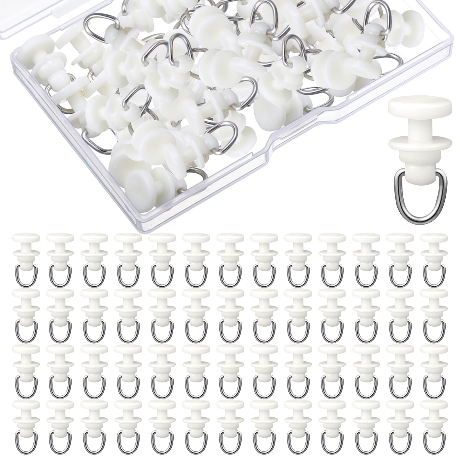 Photo 1 of Craftsatin Plastic Curtain Track Hooks Ceiling Sliding Curtain Glider Accessories for Living Bedroom Shower Privacy Rv Garage Divider Track and Hooks(150 Pcs)