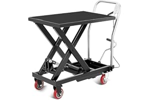 ELITEEDGE Hydraulic Lift Table Cart, 500lbs Capacity 28.5" Lifting Height Hydraulic Table Cart, Single Scissor Lift with Non-Slip Pad for Material Handling and Transportation, Black