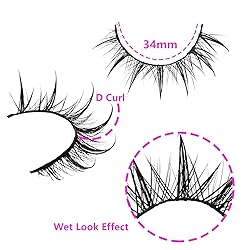 DSLONG 10 Pairs Manga Lashes Wet Look Lashes Effect