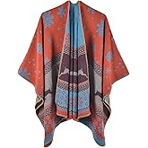 KirGiabo Women's Plaid Sweater Poncho Cape Coat Open Front Blanket Shawls and Wraps
