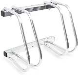 Relaxdays 2-Bike Stand Chromed Steel Floor Wall Mount Bike Rack Outdoor Silver view 4