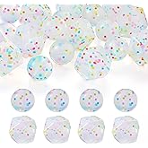 Beadthoven 20pcs Easter Confetti Silicone Beads, 15mm Glitter Assorted Silicone Beads for Keychain Making Colorful Dots Rubber Spacers for DIY Pens Lanyard Bracelet Jewelry Making Holiday Party
