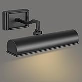 Joyunleo Picture Light 12" Black Picture Lights for Wall 2-Light Bronze Picture Frame Light Dimmable Art Gallery Light Accent