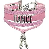 Vikitoriously Dance Bracelet Dancing Infinity love Belly Ballroom Just Dance Charm Bracelet For Women, Adult Dancer, Dance Mom, Dance Teacher, Dance Lovers (Pink)