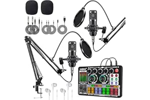REDYYDS F999 Podcast Equipment Bundle for 2,DJ Mixer with BM800 Podcast Microphone Bundle Studio Condenser Microphone Perfect for Podcasting, Recording, Singing, TikTok Live Vlog,Streaming and Gaming