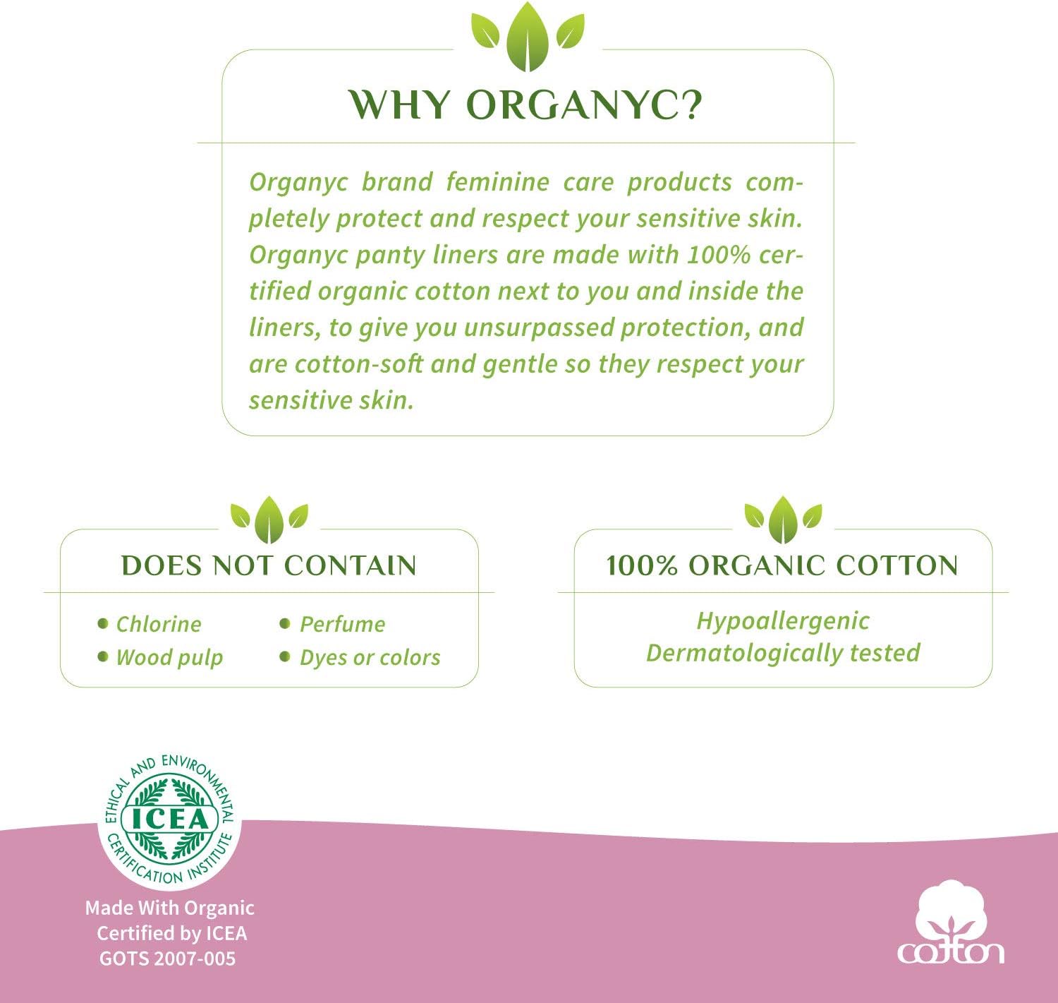 Organyc 100% Certified Organic Cotton Panty Liner – Everyday Pantiliner, Light Flow (24 Count) (B003ART1IW): Health & Personal Care