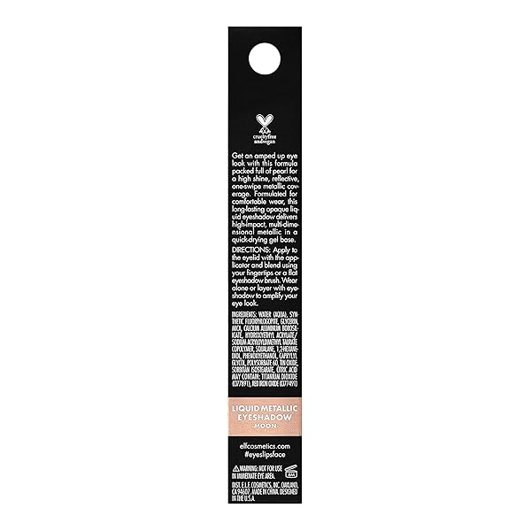 E.L.F. LIQUID METALLIC EYESHADOW, GEL FORMULA, MULTI-DIMENSIONAL FINISH FOR BOLD EYE LOOKS, ONE-SWIPE COVERAGE, VEGAN & CRUELTY-FREE, MOON, 0.1 FL OZ