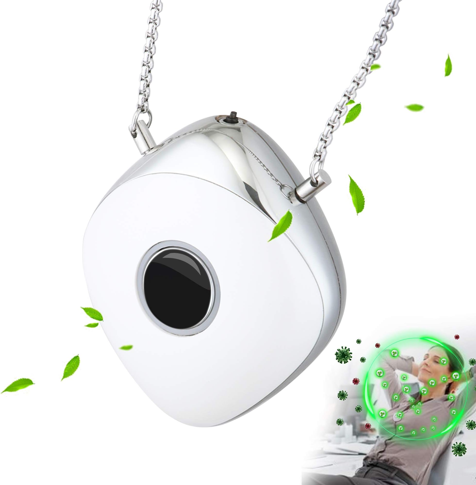 Electronic Air Filter Mask, Negative Ion Necklace Wearable for Both Kids and Adults, Eliminates Airborne Pollutant and Illness-Carrying Particles(Ship from US)