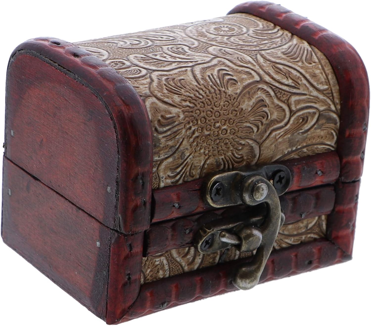 SandT Collection 3 Inch Wooden Keepsake Treasure Chest Trinket Box - Tan Swirl