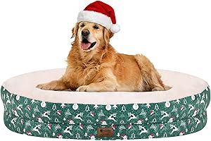 WOZOKE Orthopedic Washable Large Dog Bed: Memory Foam Waterproof Pet Bed with Bolsters - Removable Washable Cover for L XL XXL Large Sized Dog Bed - Non-Slip Bottom - Green