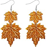 Thanksgiving Fall Earrings for Women Acrylic Red Maple Leaf Dangle Earrings Autumn Earrings Thanksgiving Party Jewelry Gifts
