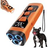 Anti Barking Device for Dogs, 3X Ultrasonic Dog Bark Deterrent Devices, 4 Frequencies 5 Training Modes 65ft Safer Alternatives to Bark Collars, Portable Design with Display for All Dogs (Orange)