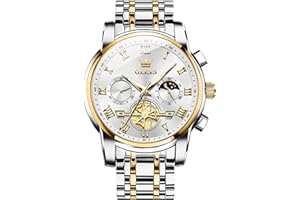 OLEVS Watches Men Waterproof Luxury Big Face Mens Watch Stainless Steel Quartz Analog Dress Watches for Men Luminous Multifunction Man Watch Relojes De Hombre