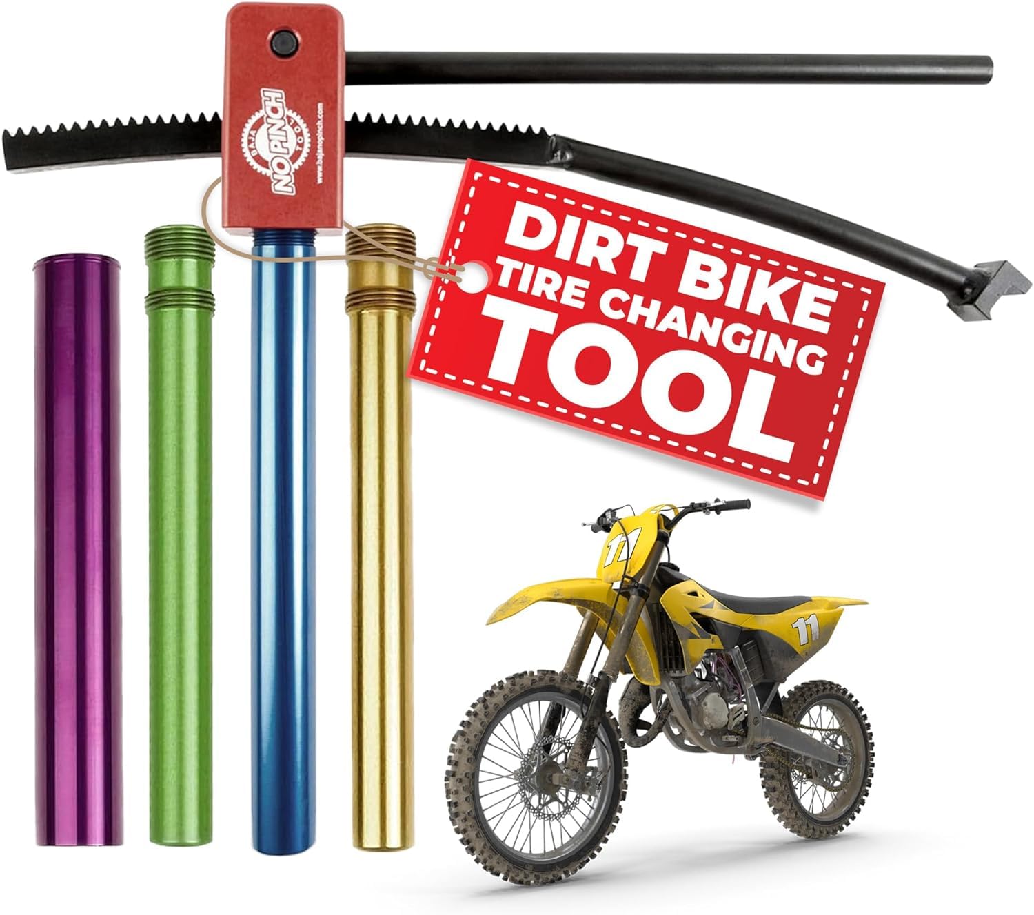 BAJA NO PINCH Ultimate Dirt Bike Tool Kit – Design for 16–21" Wheels | Motorcycle Tyre Changer & Tyre Monkey Lever for 15mm–25mm Axles | Bike Tool Kit for Dirt Bikes, Enduro & Motocross