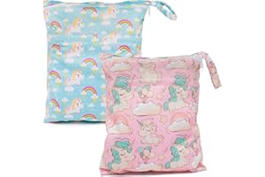SAOROPEB Baby Cloth Diaper Wet Dry Bags Waterproof Reusable Diaper Organizer with Two Zippered Pockets