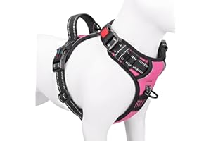 PHOEPET No Pull Dog Harnesses for Small Dogs Reflective Adjustable Front Clip Vest with Handle 2 Metal Rings 3 Buckles [Easy 