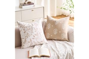 Cream Boho Decorative Pillow Covers 18x18 Inch Farmhouse Rustic Couch Throw Pillows Modern Summer Couch Pillow Covers Retro F