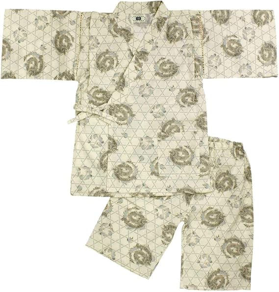 Amazon Co Jp 甚平 ジュニア 男の子 綿100 おしゃれ 可愛い 上下セット 日本製生地 祭り 花火 暑さ対策 ボーイズ 男児 和柄 龍 龍神柄 160cm アイボリー 服 ファッション小物