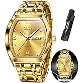 OLEVS Mens Watches Luxury Business Analog Quartz Watches for Men with Stainless Steel Dress Date Waterproof Luminous Wrist Watches