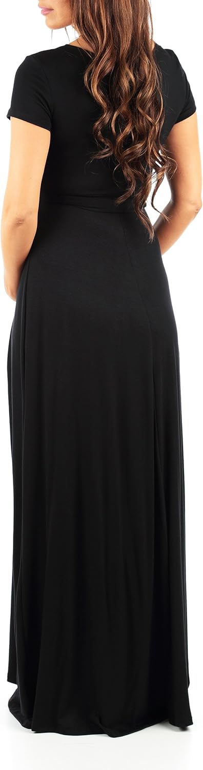 Maternity Short Sleeve Dress with Belt for Baby Shower or Casual Wear at  Women’s Clothing store