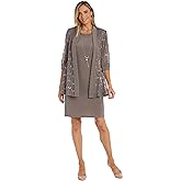 R&M Richards Women's Formal Knee Length Sheath Dress & Lace Jacket W/Stripe Dot Sequin