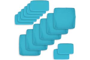 NICESOUL 14-Piece 27“x27 Outdoor Patio Cushion Cover, Olefin Fade/UV-Resistant Sectional Sofa Replacement Cover with Zipper, Deep Seated Slipcovers for Backyard Furniture, Machine Washable, Turquoise