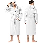 NY Threads Mens Robe with Hood, Luxury Plush Fleece Hooded Mens Bathrobe, Spa Bath Robe for Men