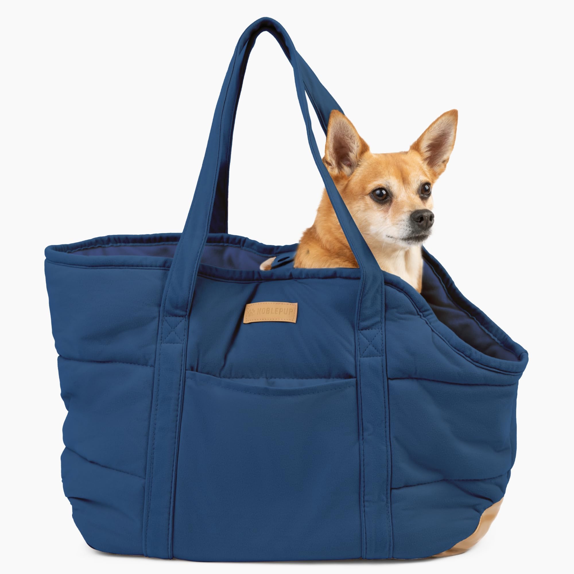 Photo 1 of NoblePup Cozy Plush Dog Purse Carrier for Small Dogs - Dog Carrier Purse with Secure Harness Clip, Dog Tote Bag for Small Dogs and Puppies - Dark Blue