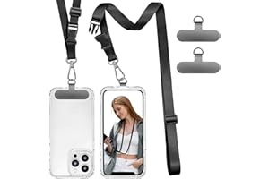 ROCONTRIP Phone Lanyard Universal Crossbody Cell Phone Strap Multifuctional Nylon Patch Adjustable Neck Strap for Women Men Travel Shopping Walking(Pure Black)