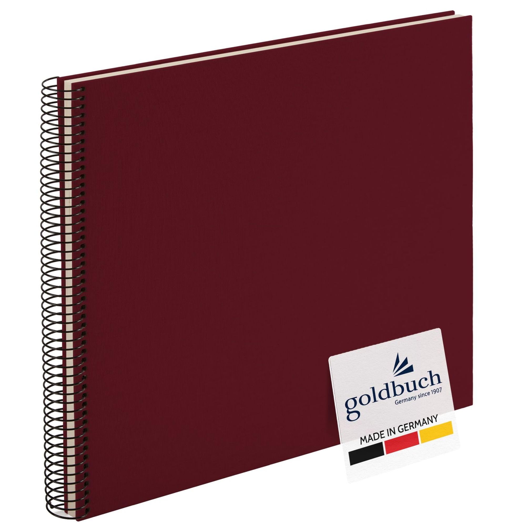 goldbuch Bella Vista 25 374 Spiral Photo Album 35 x 30 x 1.5 cm - Spiral Diameter 2.8 cm, Photo Album, 40 White Pages, Linen Memory Album, Photo Book for Pictures and Photos for Gluing, Bordeaux