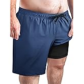 Arcweg Men's Big and Tall Swim Trunks Plus Size Swimsuit for Men with Compression Liner & Zipper Pocket