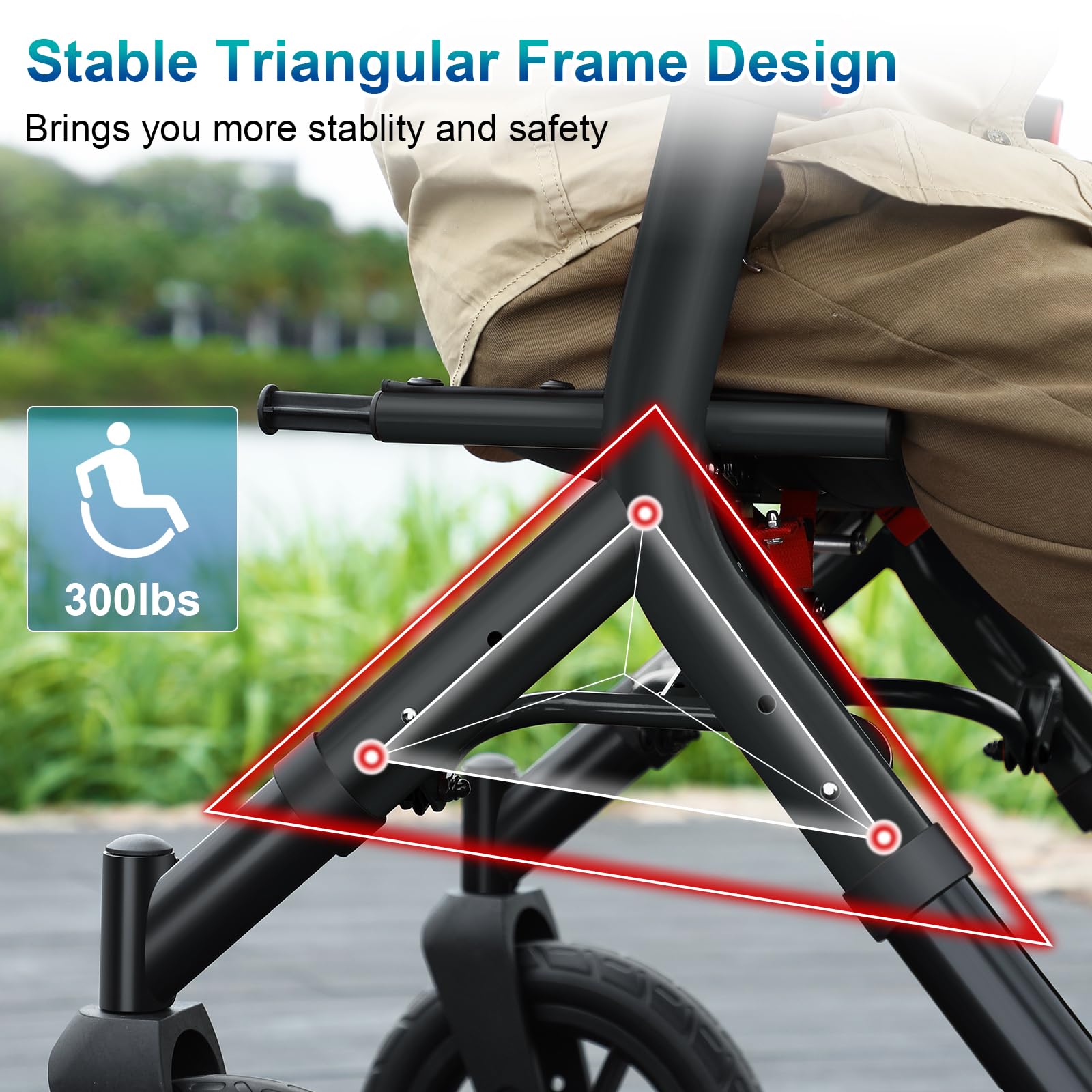 Rollator Walker with Seat, Tall Walkers for Seniors, 12