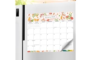 2026-2027 Magnetic Calendar for Refrigerator, 2 Years Fridge Calendar Magnet Runs Until December 2027, 24 Monthly with flower