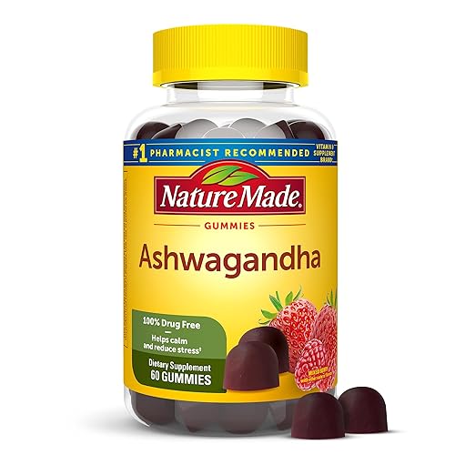Nature Made Ashwagandha Gummies, Vegan, KSM 66 Ashwagandha for Stress Support, 60 Count, 30 Day Supply
