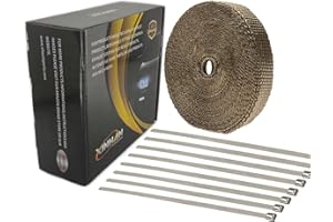 Xinhan Parts 2" x15'/2" x25'/2" x50'/1" x15'/1" x25'/1" x50' ft Titanium Fiber Pipe Insulation Wrap Heat Exhaust Wrap with St