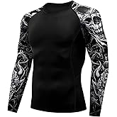 color cosplayer Jiu Jitsu Men American Flag UPF 50+ Sun Protection Printed Rash Guard Long Sleeve Swim Shirts