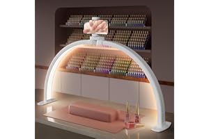 TOELOVE 29" Large Half Moon Light for Nail Desk, Foldable Arch Nail Lamp with Phone Holder, 3 Color Modes,10 Brightness, Perfect for Manicure Handicraft Lighting, White